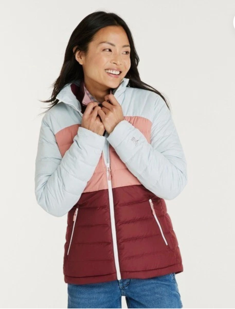 VTG L.L. Bean DownTek 650 Hooded Puffer Jacket Women’s XL Colorblock Winter Coat